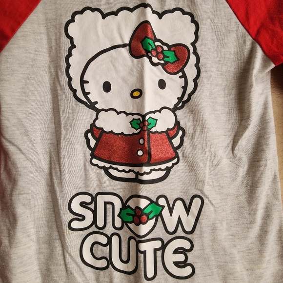 Hello Kitty snow cute Christmas holiday long sleeve shirt Size L 10-12 - Picture 2 of 11